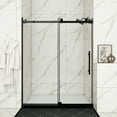 thumbnail image 1 of JimsMaison 60"W x 76"H Sliding Frameless Shower Door with Tempered Glass&Handles,Matte Black, 1 of 18