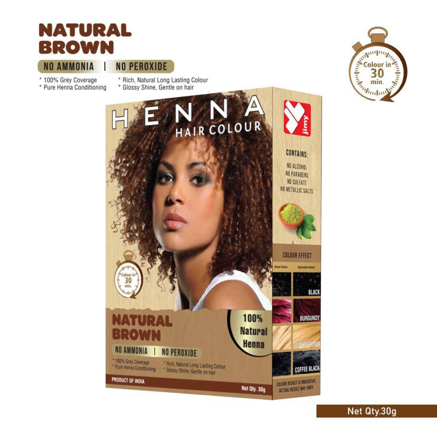 Zenia 3 Pack 100% Natural Ready to Use Henna Paste Hair Color Hair Dye Cones Reddish Brown Color