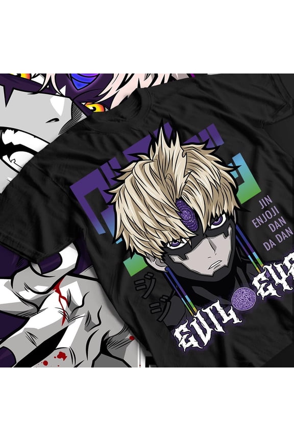 Jin Enjoji "The Evil Eye" Streetwear Tee - Cursed Third-Eye Graphic, Jiji's Supernatural Form Neon Print, 100% Cotton Unisex Anime T-Shirt