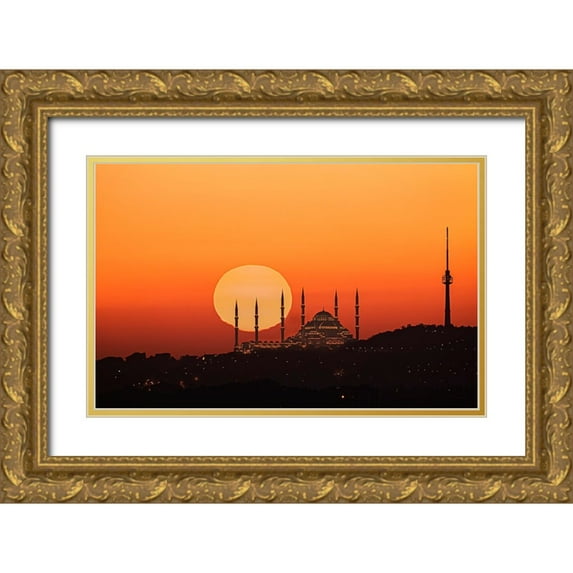 Jin, Jie 18x13 Gold Ornate Wood Framed with Double Matting Museum Art Print Titled - Sunrise In Istanbul