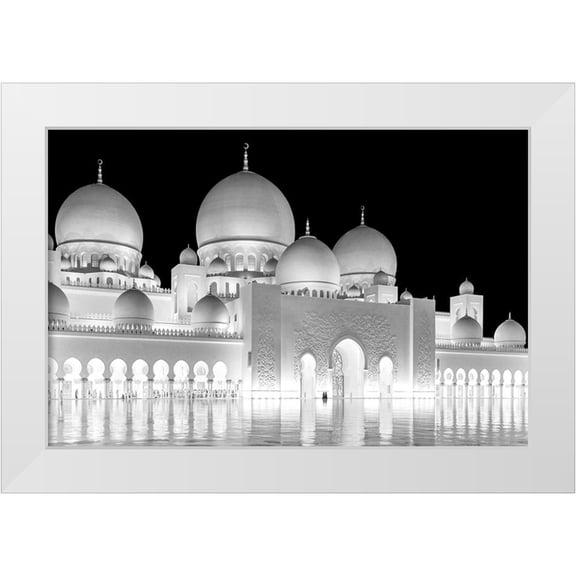 Jin, Jie 18x13 White Modern Wood Framed Museum Art Print Titled - Light Of Abu Dhabi Grand Mosque