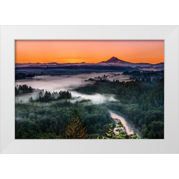 Jin, Jie 32x23 White Modern Wood Framed Museum Art Print Titled - Morning Light