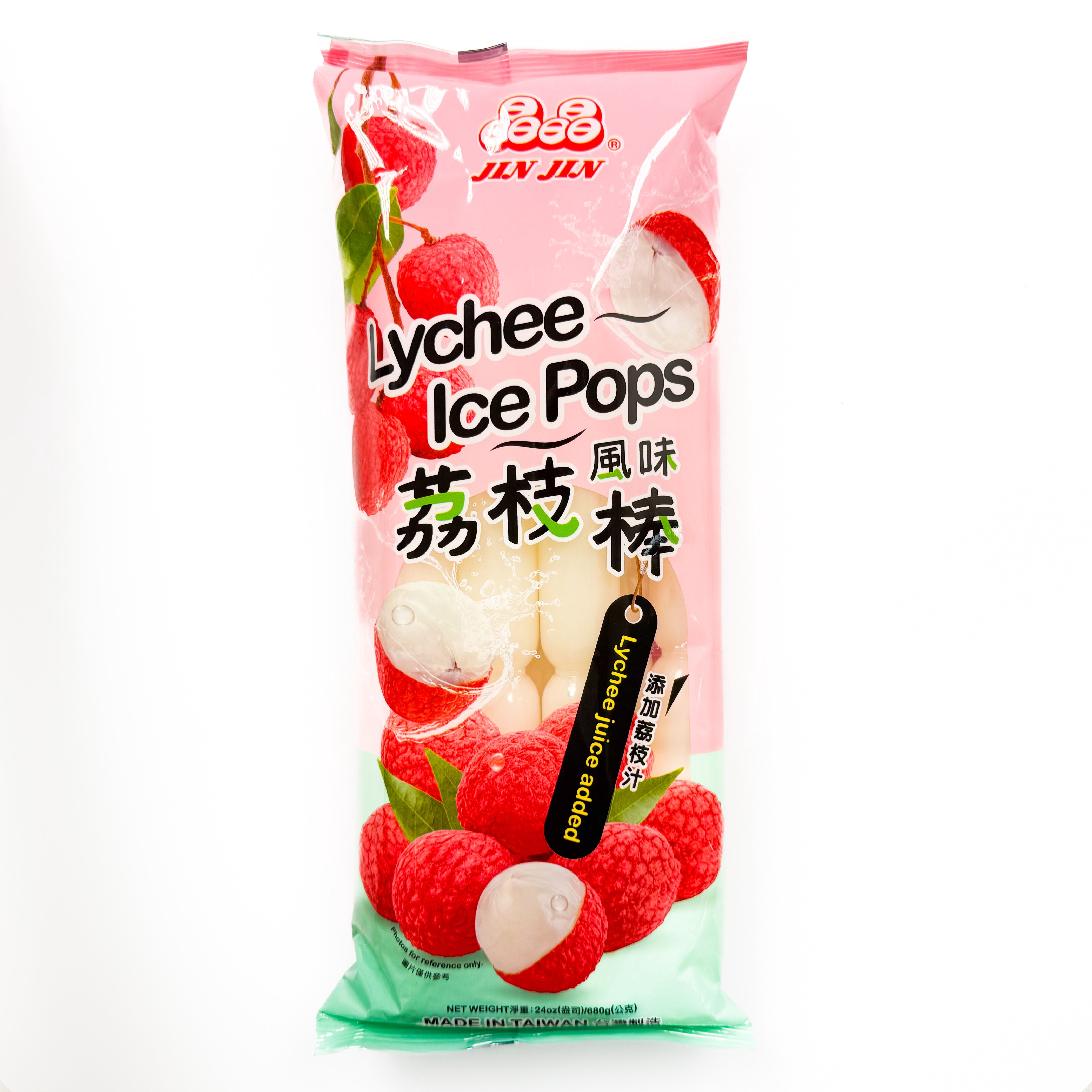 Jin Jin Lychee Flavor Ice Pops, Refreshing Fruit Snacks