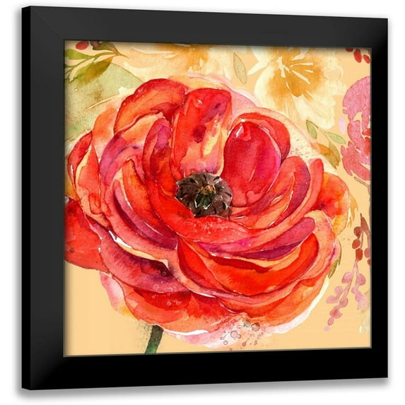 Jin, Jing 20x20 Black Modern Framed Museum Art Print Titled - Festive Flowers 1