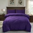 thumbnail image 1 of Jin Mai Lan Solid Purple Sherpa Fluffy Reversible Washable Bed Blankets, Full Queen, Purple, 3-Pieces, 1 of 5