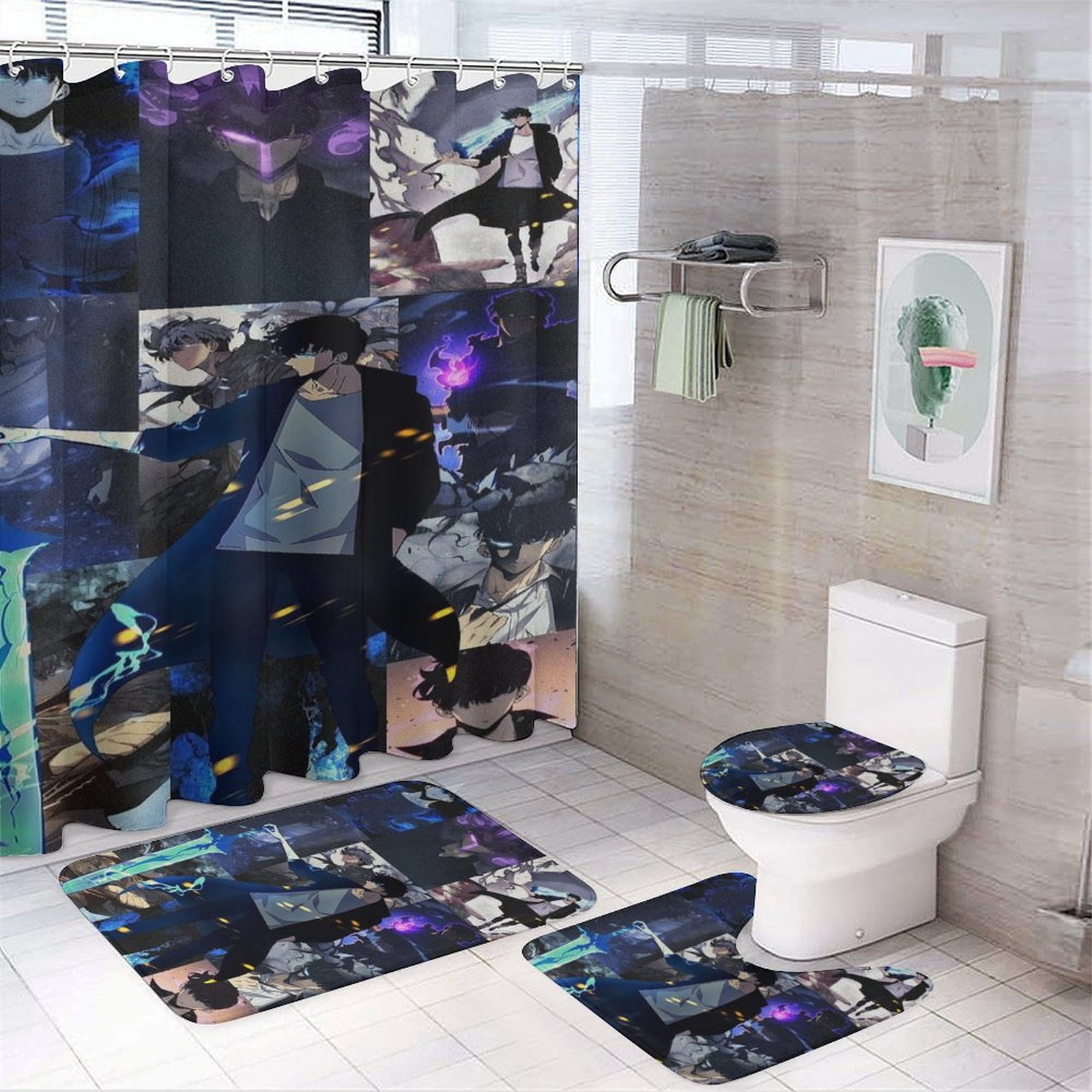jin-woo-solo-leveling-4-piece-shower-curtain-sets-non-slip-rugs-bath