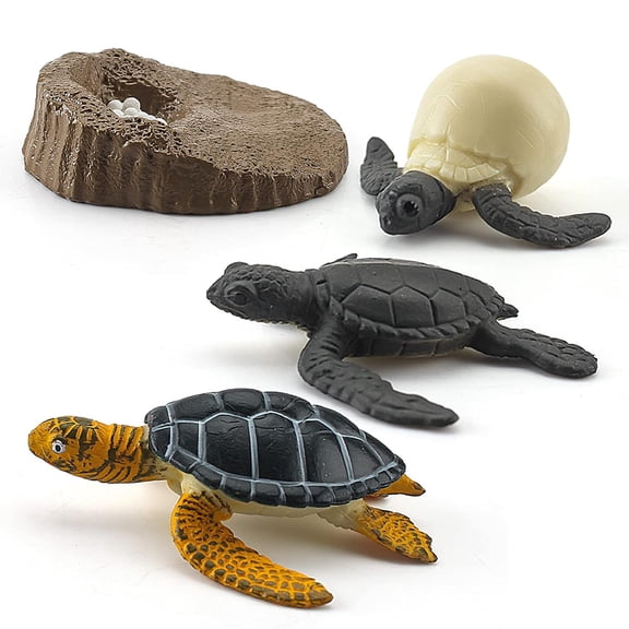 JinMaGDST Animals Figurines Life Growth Cycle of Tortoise Sea Turtles Mossback, Plastic Food Chain Animal Figures Toy Kit Educational School Project for Kids