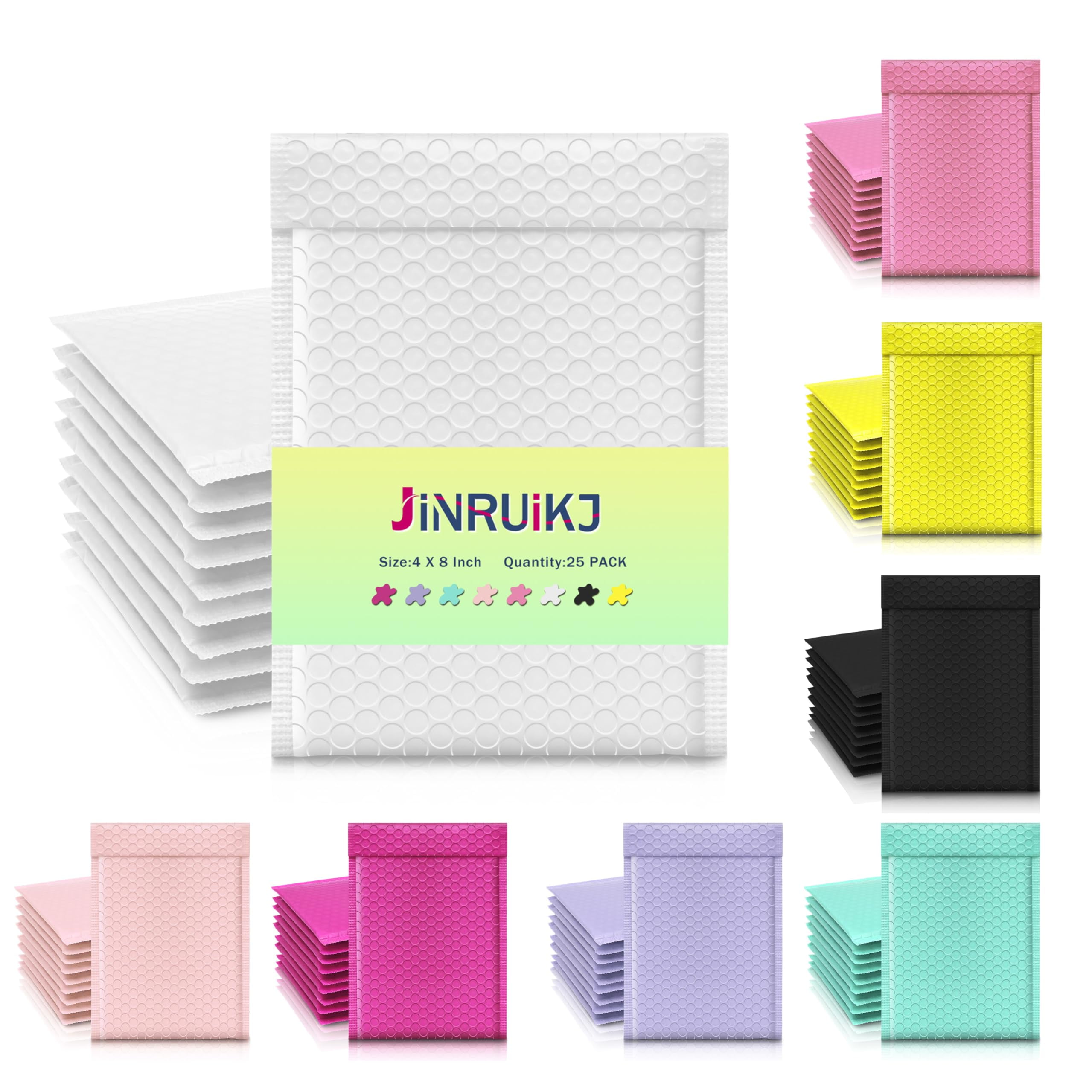 JinRuiKJ Bubble Mailers 4x8" 50 Pcs, Self Sealing Padded Mailers