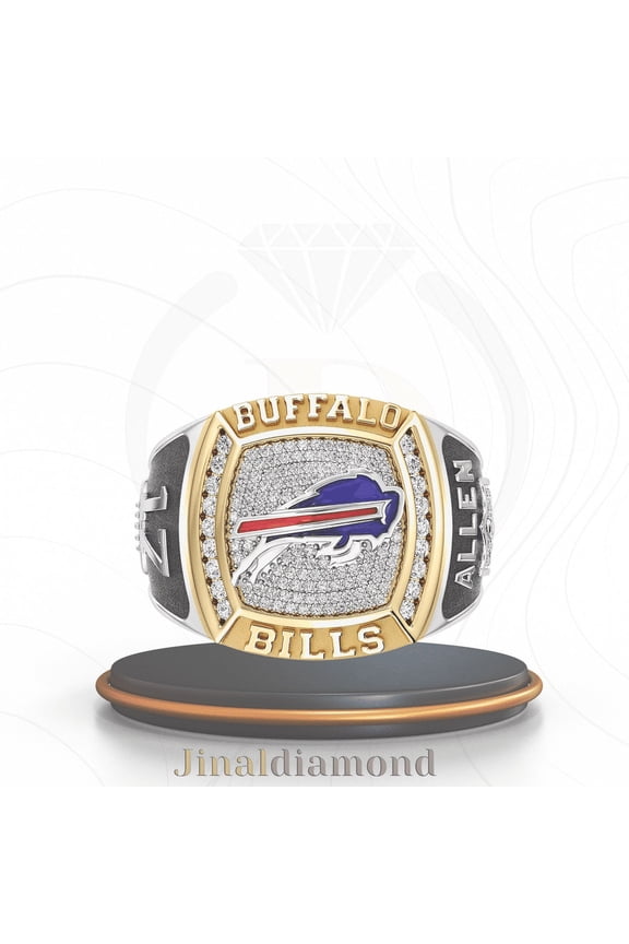 Jinaldaimound #BuffaloBills 1/2 CTTW Diamond Two-Tone Yellow Gold and Sterling Silver Chamionship Ring(6)