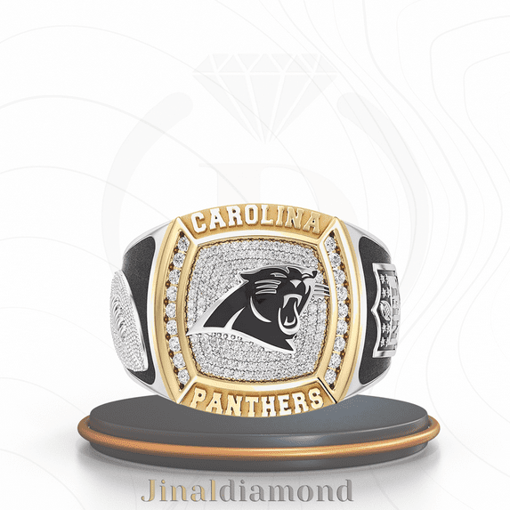 Jinaldaimound #CarolinaPanthers 1/2 CTTW Diamond Two-Tone Yellow Gold and Sterling Silver Ring(14)