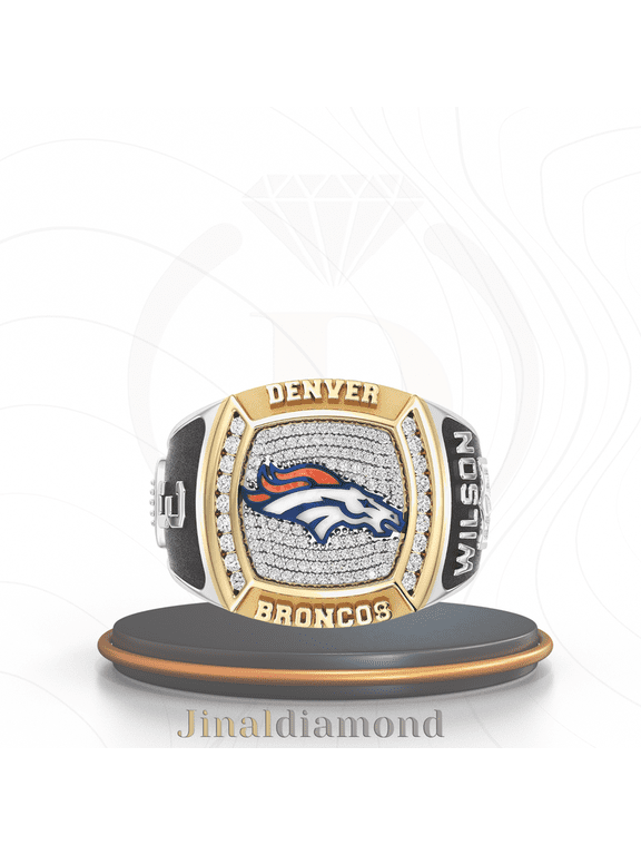 Jinaldaimound #DenverBroncos 1/2 CTTW Diamond Two-Tone Yellow Gold and Sterling Silver Ring(7)