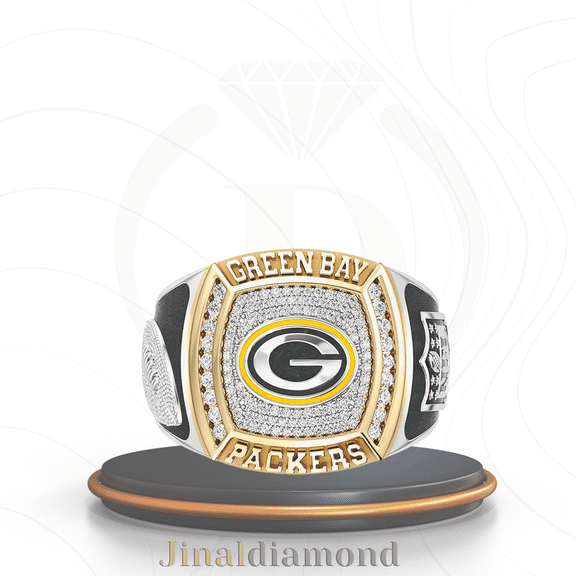 Jinaldaimound #GreenBayPackers 1/2 CTTW Diamond Two-Tone Yellow Gold and Sterling Silver Ring(11)