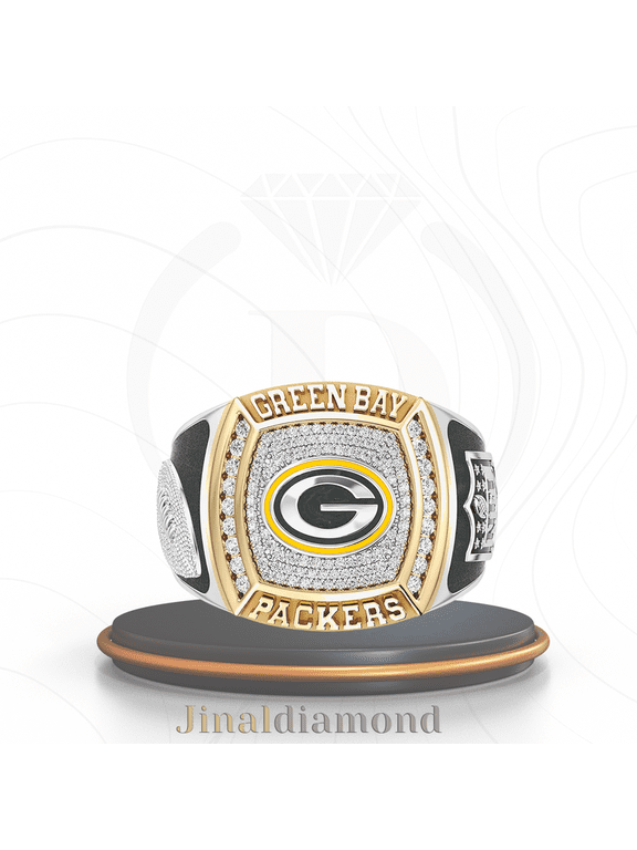 Jinaldaimound #GreenBayPackers 1/2 CTTW Diamond Two-Tone Yellow Gold and Sterling Silver Ring(13)