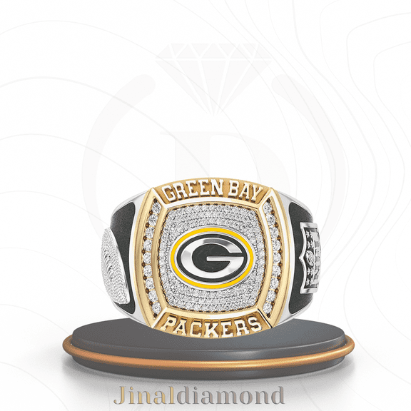 Jinaldaimound #GreenBayPackers 1/2 CTTW Diamond Two-Tone Yellow Gold and Sterling Silver Ring(8.5)