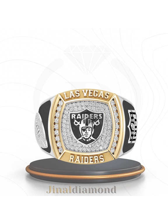 Jinaldaimound #LasVegasRaiders 1/2 CTTW Diamond Two-Tone Yellow Gold and Sterling Silver Ring(12)