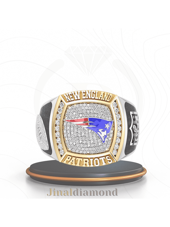 Jinaldaimound #NewEnglandPatriots 1/2 CTTW Diamond Two-Tone Yellow Gold and Sterling Silver Ring(12)