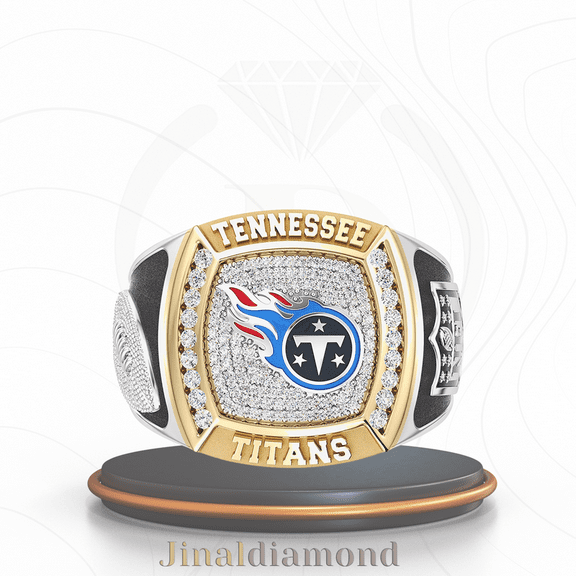 Jinaldaimound #TennesseeTitans 1/2 CTTW Diamond Two-Tone Yellow Gold and Sterling Silver Ring