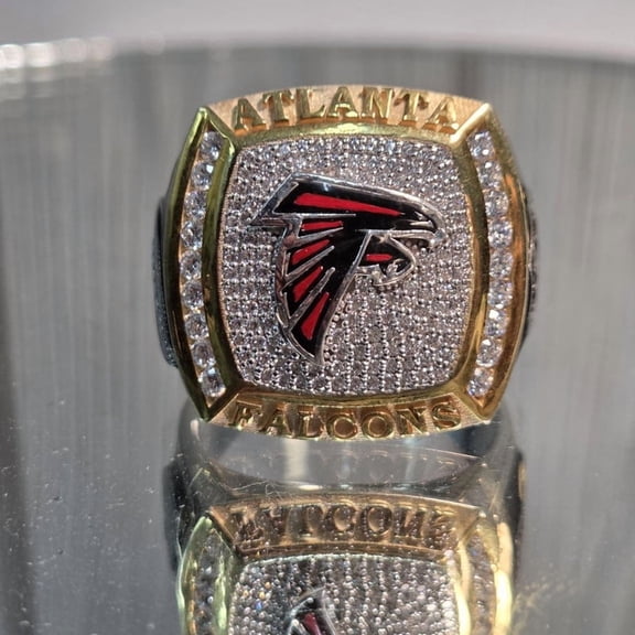 Jinaldiamond Created #AtlantaFalcons Championship Ring, Two Tone 1/2 TCW 925 Sterling Silver Ring (RingSize: 6)