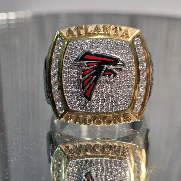 Jinaldiamond Created #AtlantaFalcons Championship Ring, Two Tone 1/2 TCW 925 Sterling Silver Ring