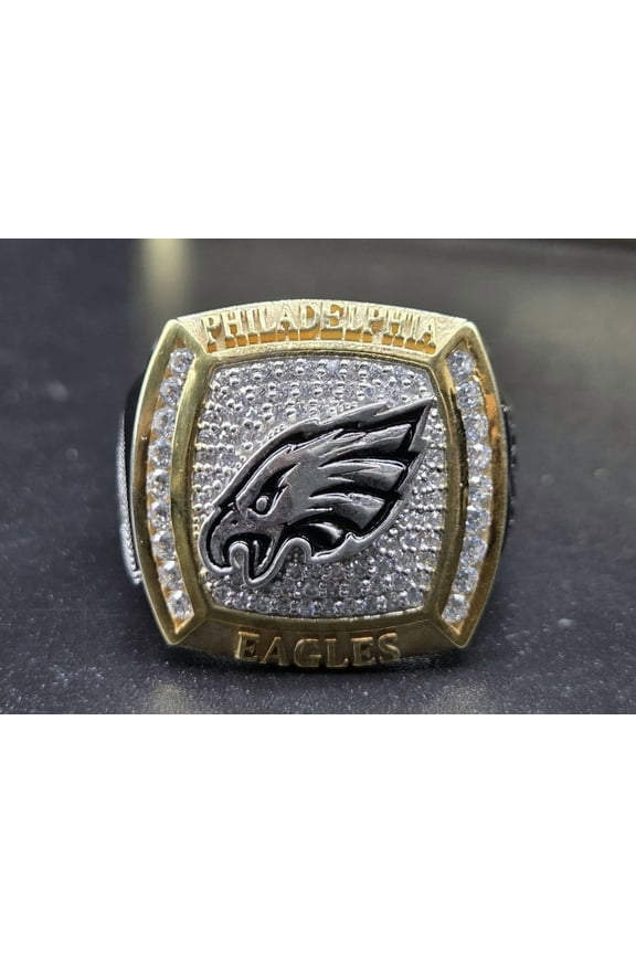 Created #PhiladelphiaEagles Championship Ring, Two Tone 1/2 TCW 925 Sterling Silver Ring (RingSize : 6)