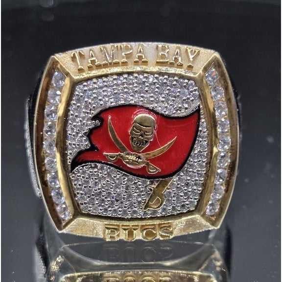 Jinaldiamond Created #TampaBayBuccers Championship Ring, Two Tone 1/2 TCW 925 Sterling Silver Ring (RingSize : 12)