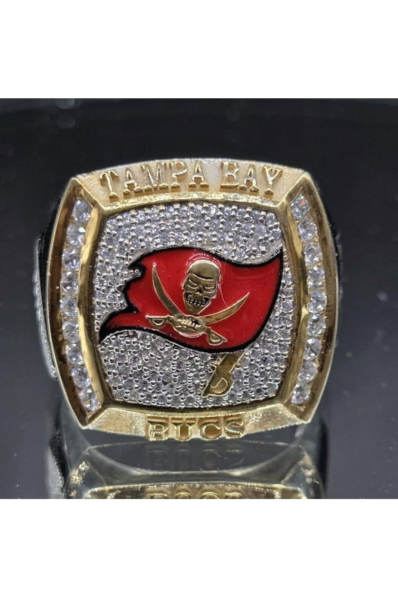 Created #TampaBayBuccers Championship Ring, Two Tone 1/2 TCW 925 Sterling Silver Ring