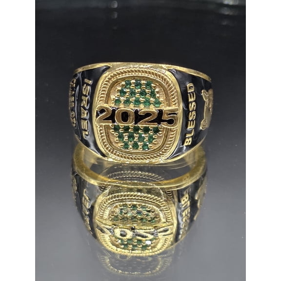 Jinaldiamond Customized Class Rings CZ Gemstone High School or College Graduation Rings -925 Sterling Silver and Yellow Gold Plated