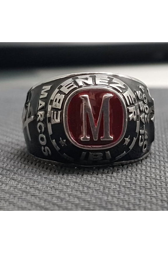 Customized Class Rings for Men High School or College Graduation Rings -925 Sterling Silver Initial Engraved on Stone