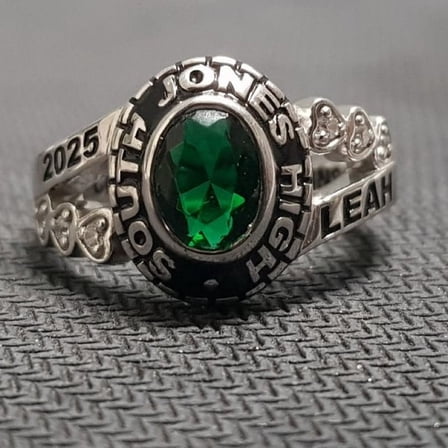 Jinaldiamond Customized Class Rings for Women CZ Oval Gemstone High School or College Graduation Rings -925 Sterling Silver