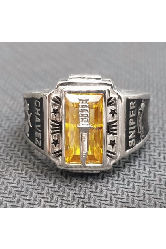 Unique Customized Class Rings CZ Gemstone High School or College Graduation Rings -925 Sterling Silver