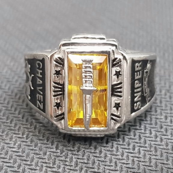 Jinaldiamond Unique Customized Class Rings CZ Gemstone High School or College Graduation Rings -925 Sterling Silver