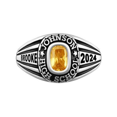 Jinaldiamond Women's Class Ring Sterling Silver for High School or College Graduation