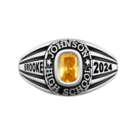 Jinaldiamond Women's Class Ring Sterling Silver for High School or College Graduation