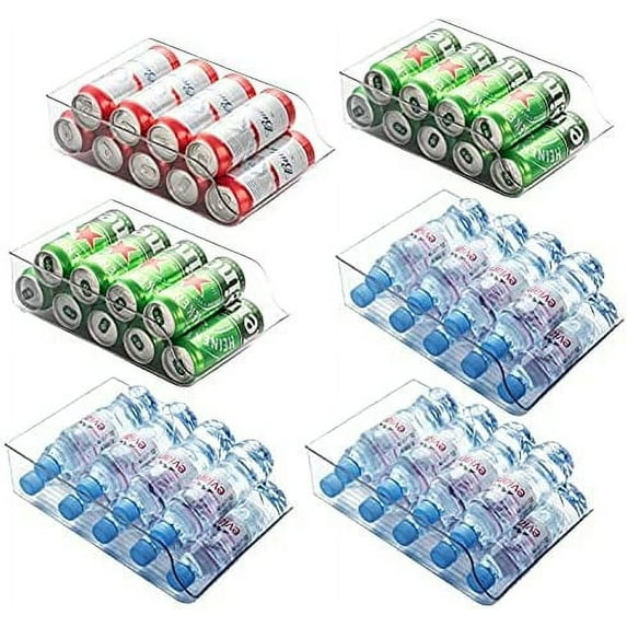 Jinamart Water Bottle Stackable Storage Organizer and Fridge Bin - Set of 6