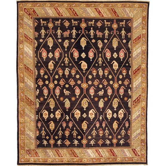 Jinan Kuba Brown & Gold Area Rug - 3.6 x 8 ft.