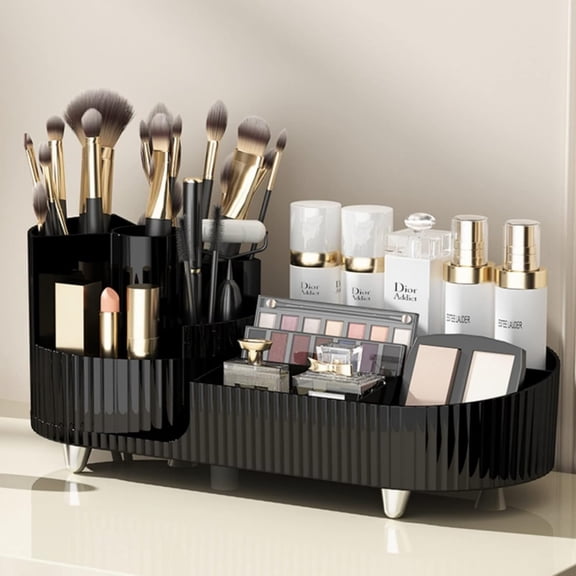 Jinanda Makeup Caddy Organizer for Vanity, Large Capacity Cosmetic Display Case,Countertop Beauty Storage Holder for Skincare, Brush Eyeshadow Lipstick, Counter Desk Organization, White
