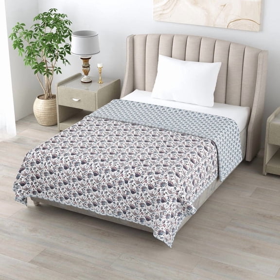 Jinaya's Ethnic Indian Design Block Printed Reversible Premium Pure Cotton 300 TC 3 Layer Single Bed Size Dohar/ AC Blanket/ Blanket (60"x90" Inches), Pack of 1