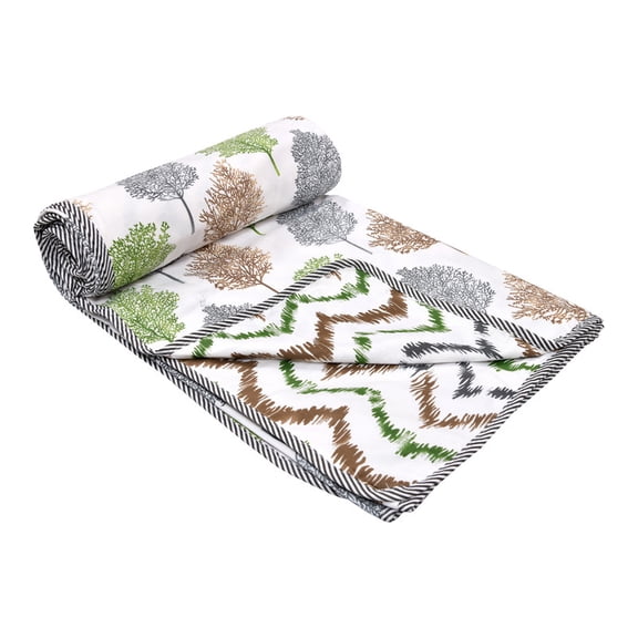 Jinaya's Ethnic Indian Design Floral Printed Reversible Premium Pure Cotton 250 TC 3 Layer Single Bed Size Dohar/ AC Blanket/ Blanket (60"x90" Inches), Pack of 1