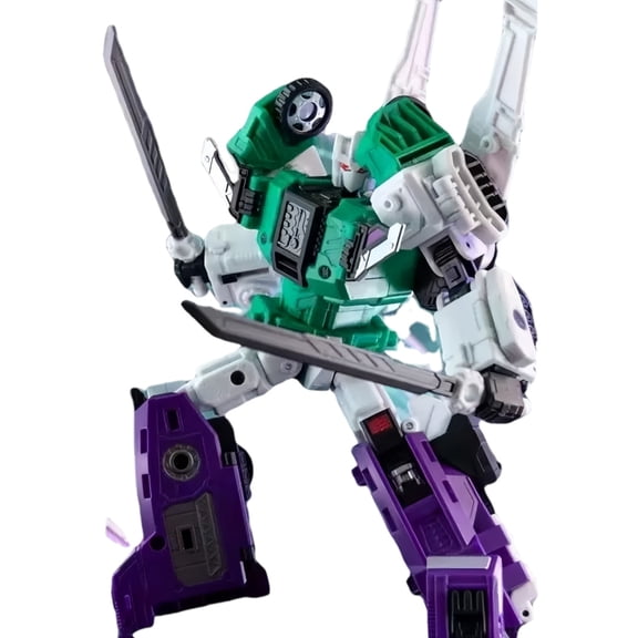 Jinbao G1 Sixshot Transforming Robot Action Figure Green White Purple Multi Mode 6 Forms Sci Fi Warrior Hobby Collectible with Samurai Sword Accessories