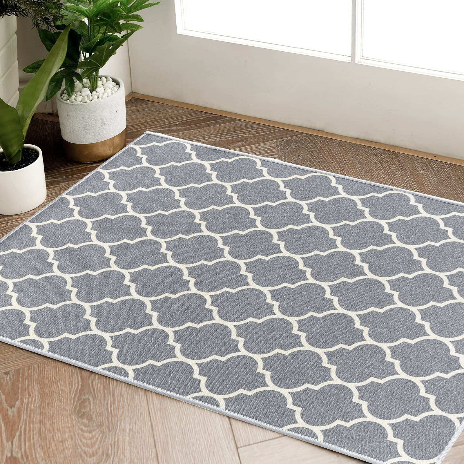 Jinchan Area Rug 4x6 Moroccan Floral Print Geometric Indoor Doormats