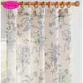thumbnail image 1 of Jinchan Floral Linen Blend Curtains for Living Room Blue French Country Farmhouse Curtains 84 Inches Long Light Filtering Kitchen Window Grommet Top Semi Sheer 2 Panels, 1 of 11