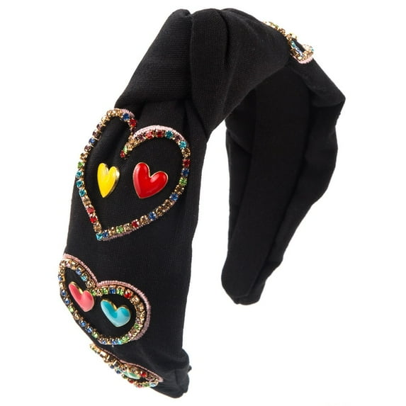 Jincnys Clearence,Valentine’s Day Headband For Women Rhinestone Heart Headbands Red Crystal Knotted Headband Valentine’s Day Hair Accessories Gifts Gift for Women