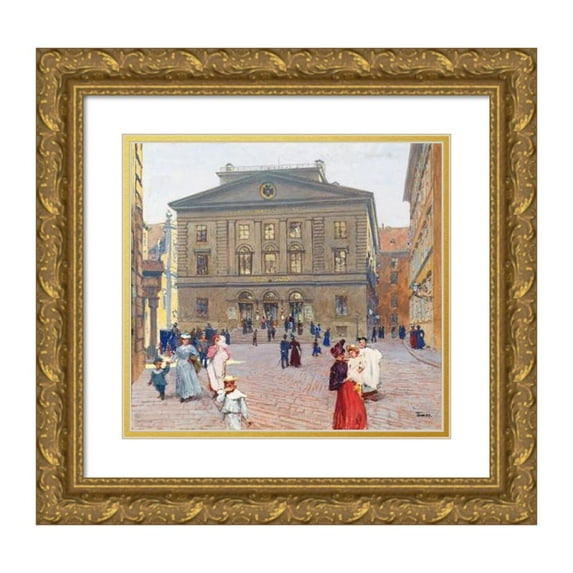 Jindřich Tomec 16x15 Gold Ornate Wood Frame and Double Matted Museum Art Print Titled - The Postsparkasse Building in Vienna (1900)