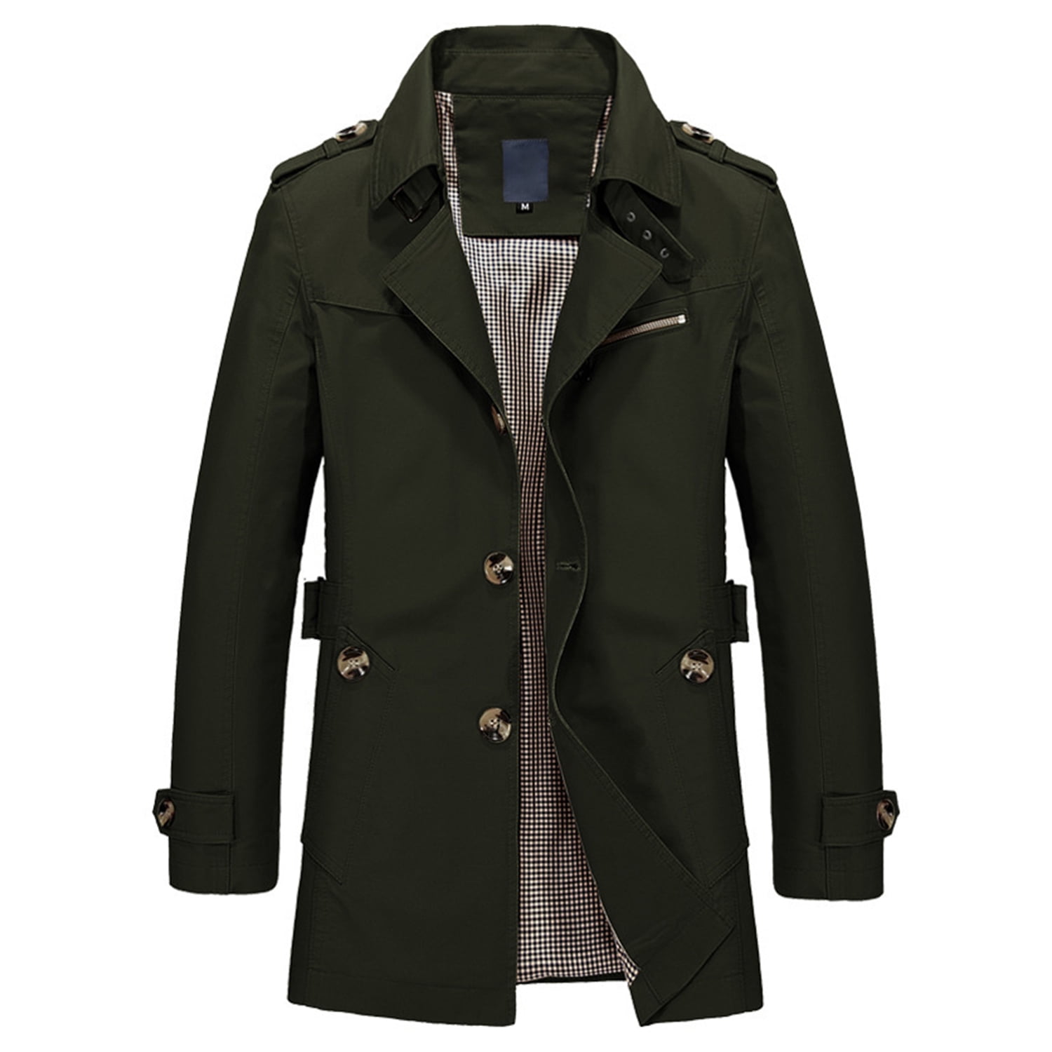 Jinda Men's 100% Cotton Trench Coat Notched Collar Single