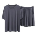 thumbnail image 1 of SWSMCLT Men's 2 Piece Cotton Pajamas Short Sleeve Shirt Shorts Set Lounge Set Soft Summer Comfy Sleeping Modal Sleepwear Grey Medium, 1 of 1