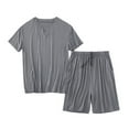 thumbnail image 1 of SWSMCLT Men's 2 Piece Pajama Set Soft Modal Lightweight Summer Sleeping Lounge Set Sleepwear Short Sleeve Shirt Shorts Pj Set Dark Grey1 X-Large, 1 of 1