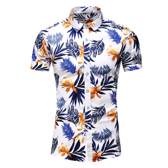 SWSMCLT Men's Short Sleeve Summer Vintage Aloha Hawaiian Shirt Cotton Top Button Up Shirt Thin Button Down Shirt Style12 Small