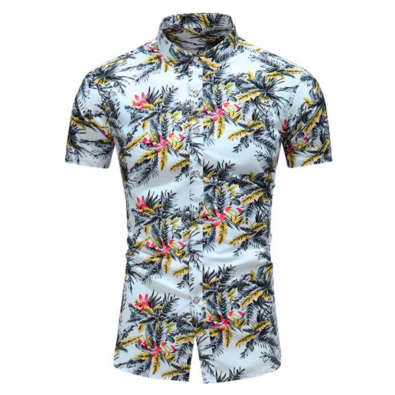 SWSMCLT Men's Short Sleeve Summer Vintage Aloha Hawaiian Shirt Cotton Top Button Up Shirt Thin Button Down Shirt Style4 Small