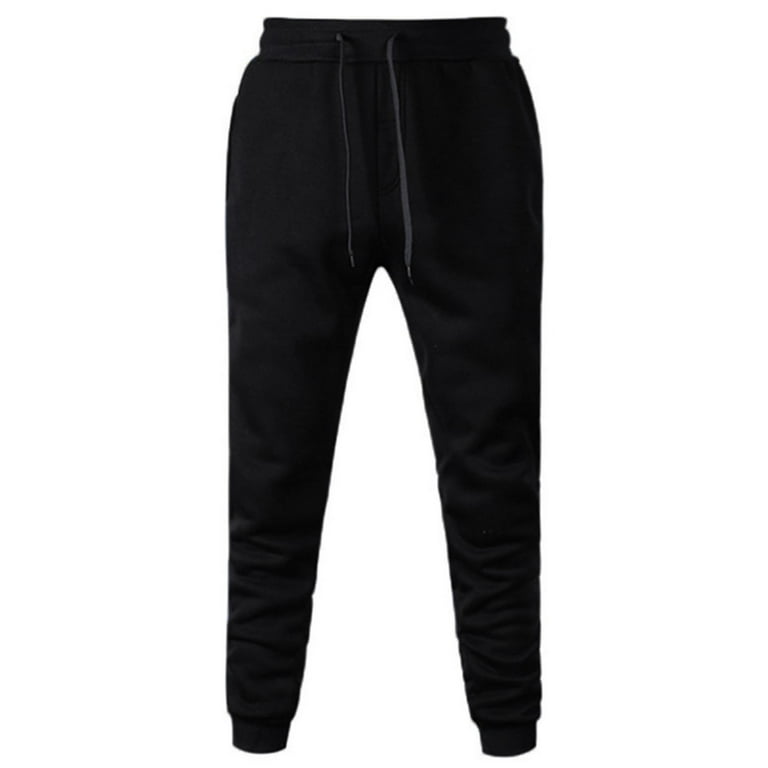 Jinda Men s Ankle Joggers Basic Casual Sports Pants Autumn Cold Weather Active Belt Drawstring Elastic Band Pants Black Small Walmart