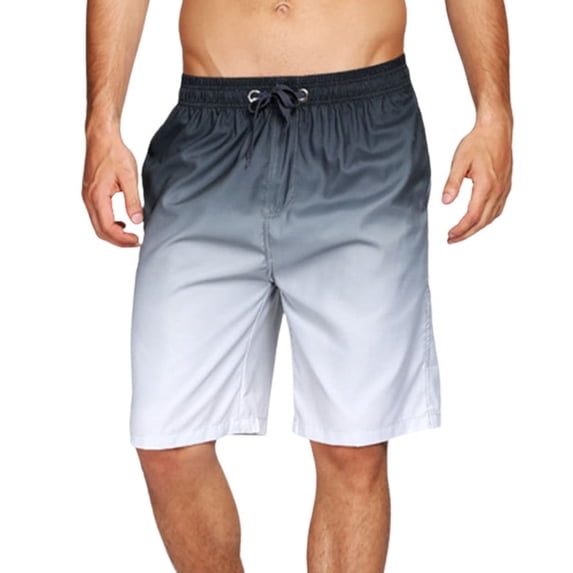 SWSMCLT Men's Swim Trunks Swimming Boyleg Fashion Beach Shorts Bathing Suit Surf Mid Rise Elastic Waist Drawstring Trunks Black White Medium